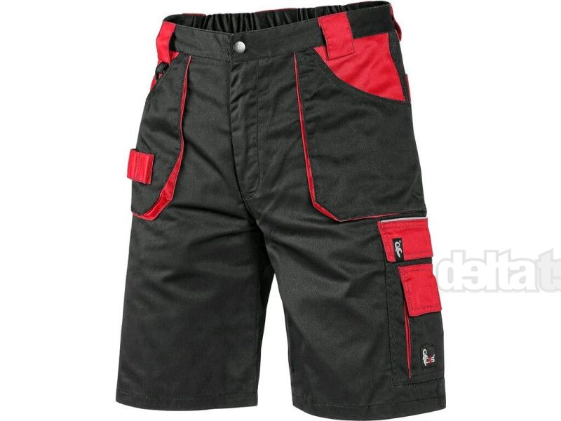 Krátke montérkové nohavice CXS ORION DAVID čierno-červené
