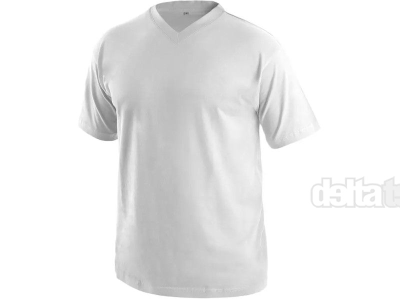 Tričko s krátkým rukávem DALTON, výstřih do V, bílá