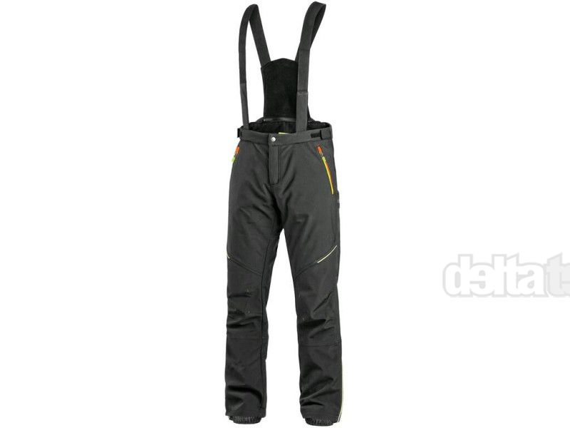 Kalhoty CXS TRENTON, zimní softshell, pánské, černé s HV žluto/oranžovými doplňky