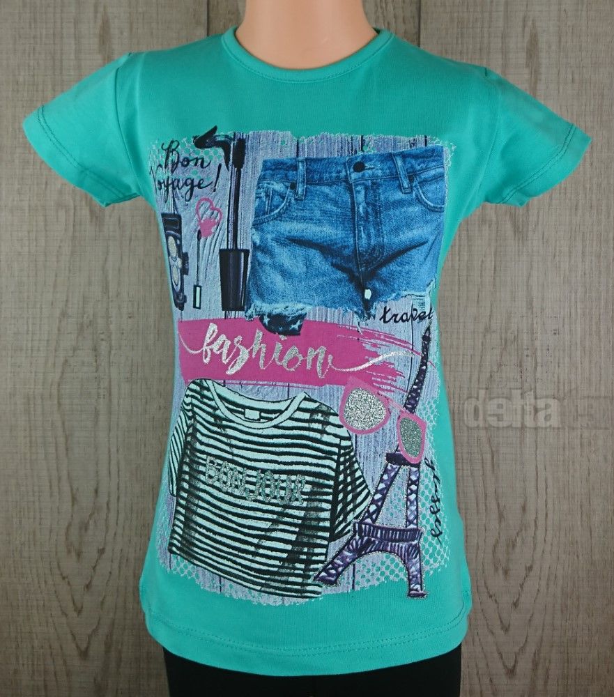 Dievčenské tričko s krátkym rukávom SAFARI 6509 tyrkys zelená