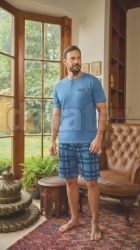 P�nske kr�tke bavlnen� py�amo YDGN0260001 blue