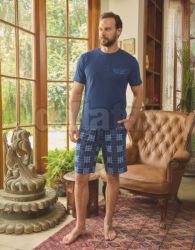 P�nske kr�tke bavlnen� py�amo YDGN0260002 denim blue