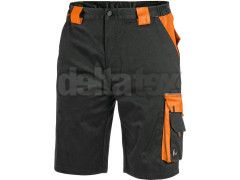 Krátke montérkové nohavice CXS SIRIUS BRIGHTON čierno-oranžové