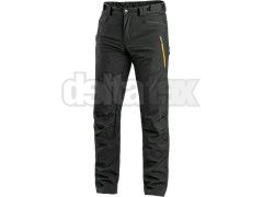 Nohavice CXS AKRON, softshell, čierne s HV žlto/oranžovými doplnkami