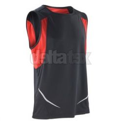 Pánske tričko bez rukávov SPIRO S186X  black- red