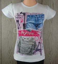 Dievčenské tričko s krátkym rukávom SAFARI 6509 biela