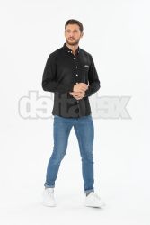 Pnska jeansov koea s dlhm rukvom YZR001 black jeans