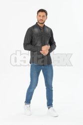 Pnska jeansov koea s dlhm rukvom YZR002 dark grey jeans