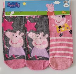 Detské dievčenské klasické ponožky PEPPA PIG 037594 pink 3 pack